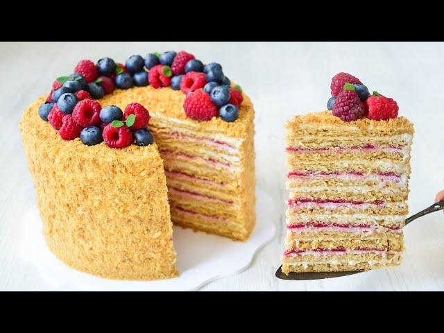 MEDOVIK  Honey CAKE with raspberries