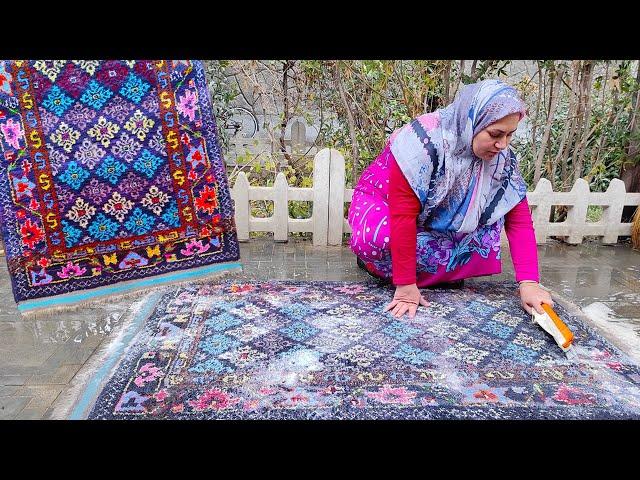 Rural Life Iran | Carpet and Clothes Washing in the Village