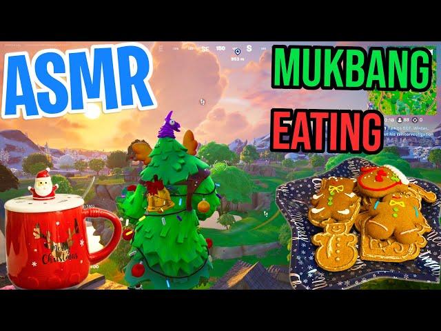 ASMR Gaming Mukbang  Fortnite Christmas Cookies Relaxing Eating and Spectating  Whispering 