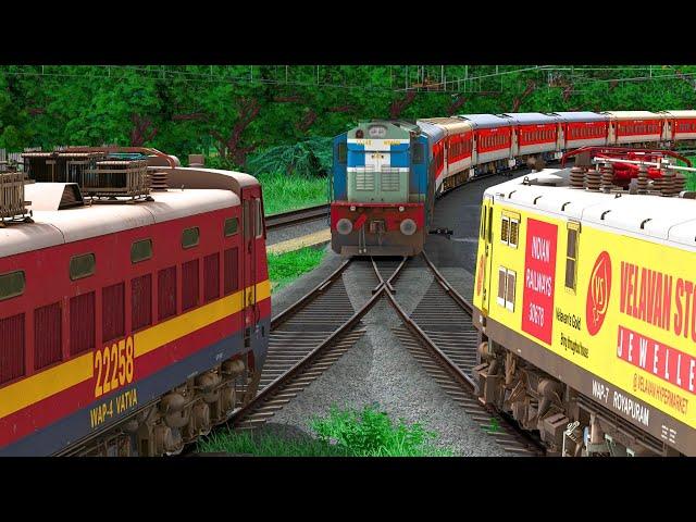 THREE TRAINS CROSSING IN SAME TRAIN RAIL TRACK | BUMPY RAILROAD | RAILWORKS SIMULATOR | NTG GAMING