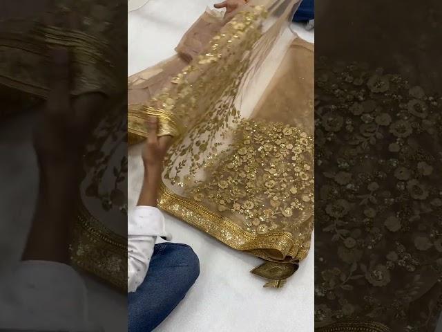 New Partywear Golden Color Soft Net Heavy Embroidered Work Fancy Designer Saree
