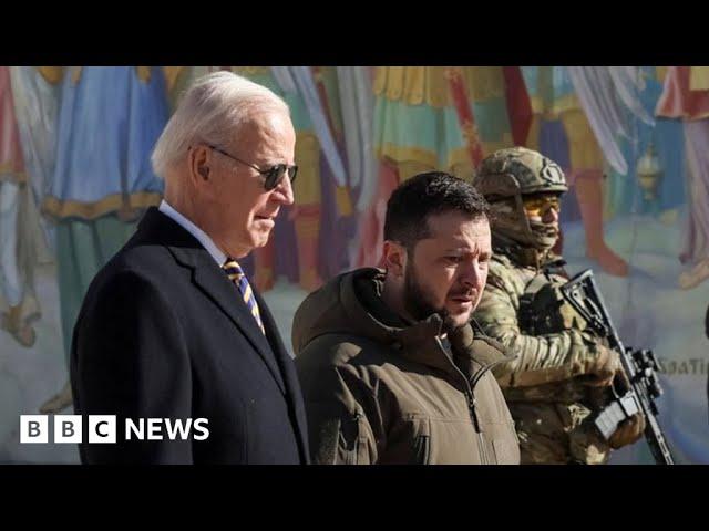 President Biden offers “unwavering support” on surprise visit to Ukraine - BBC News