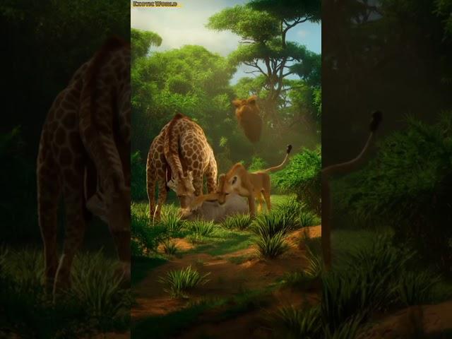 Giraffe Gives Birth to a Mysterious Creature – Lioness Watches in Silent Awe | 8K Wildlife Fantasy.