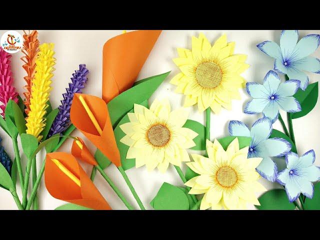 4 Easy paper flowers | Flower making tutorial | Craft Tutorial By Sharmaji