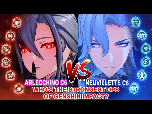 Arlecchino C6 vs Neuvillette C6 DPS Showdown : Single Target & Super AOE - Who's the Strongest DPS?