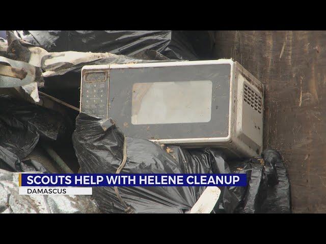 Boy Scouts help remove Hurricane Helene debris from Damascus creek