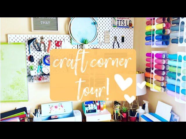 How to Store Craft Supplies in a TINY SMALL SPACE | CRAFT CORNER TOUR!