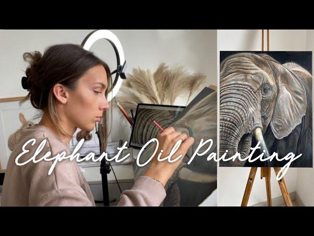 My First Painting in Over 3 Years!! Realistic Oil Painting of an Elephant | Process