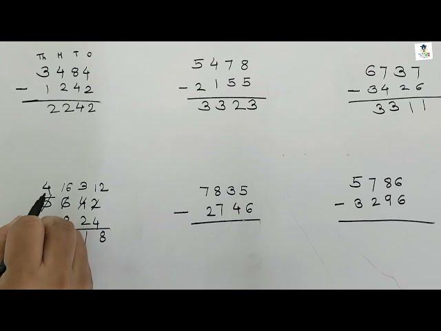 Subtraction of four digit numbers|4 digit subtraction|subtraction