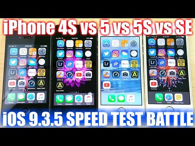 iPhone 4S vs iPhone 5 vs iPhone 5S vs iPhone SE (iOS 9.3.5)