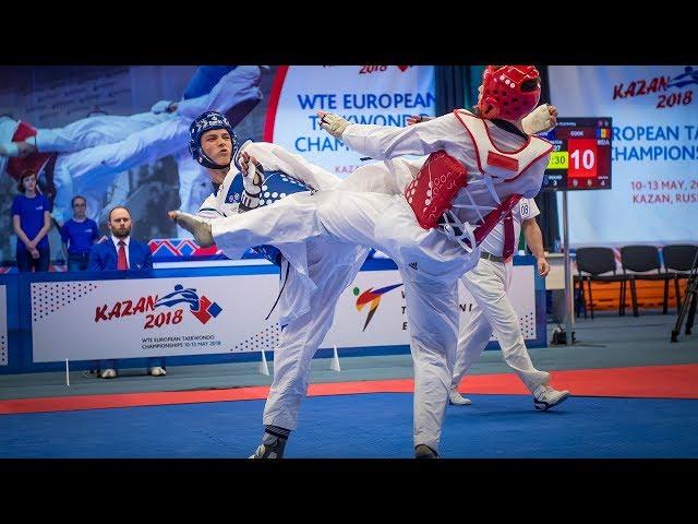 Maksim Khramtcov (RUS) vs Aaron Cook (MDA). European Taekwondo Championships Kazan-2018