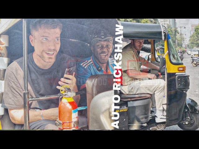 Crowds Chase Logan Paul, MrBeast & KSI’s Unexpected Auto Rickshaw Ride on Mumbai Street!