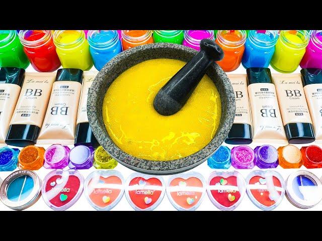 Satisfying Video Mixing Makeup Cosmetics Glitter Squishy Balls & Snack into Glossy Slime