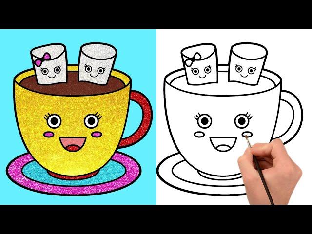 Hot Chocolate Latte Drawing | How to Draw | Cute Drawing | Chiki Doodle