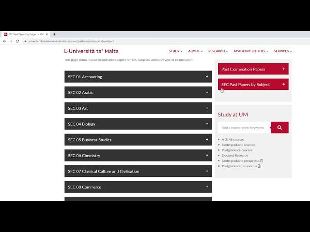 Point and Click : Accessing the Malta Matsec Past Papers on-line