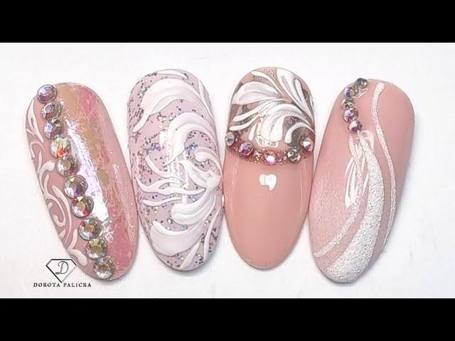 Simple gel nail art tutorial. Delicate nail design