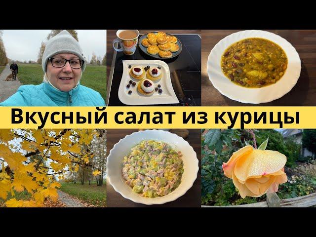 VLOG Прогулка с собакой/Весёлая уборка листьев/Салат рекомендую/Новый комод,что внутри/Наш ужин