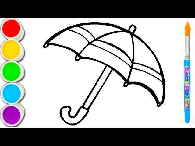 Cute Umbrella Drawing ,Colouring,Painting for Toddlers_ Child Art