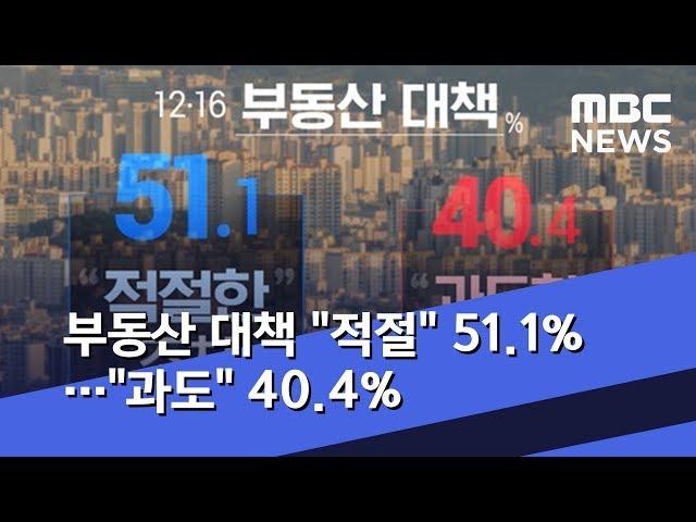 부동산 대책 "적절" 51.1%…"과도" 40.4% (2020.01.02/뉴스투데이/MBC)