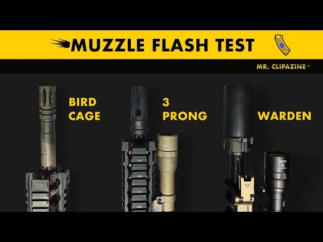 Muzzle Device Comparison (SureFire Warden, 3 Prong Flash Hider, Mil-Spec Birdcage.)