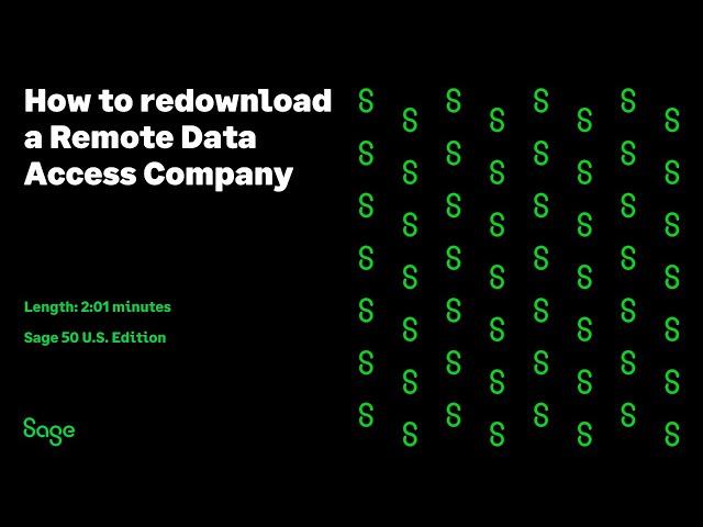 Sage 50 US Accounting - Re-download Remote Data Access Company