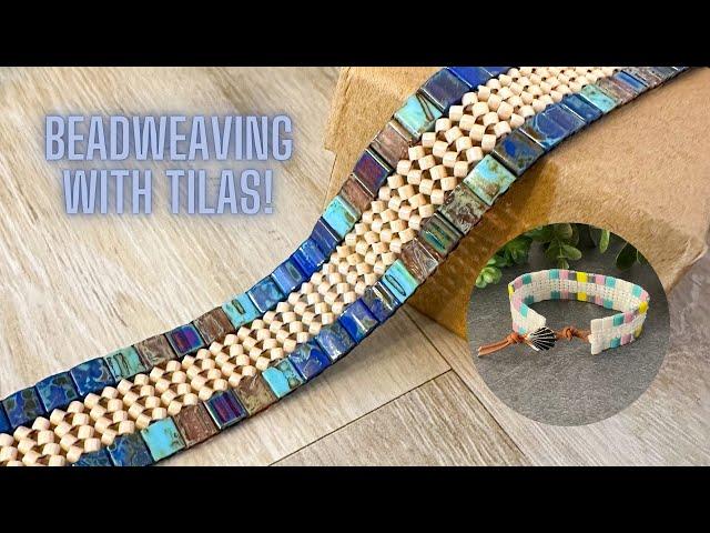 Bead Weaving Herringbone Stitch with Tila and Cube Beads!