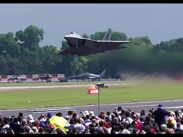 F-22 raptor AMAZING vertical take-off!! RIAT 2016