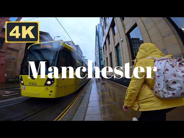 Raining in Manchester, England - 4K Walk