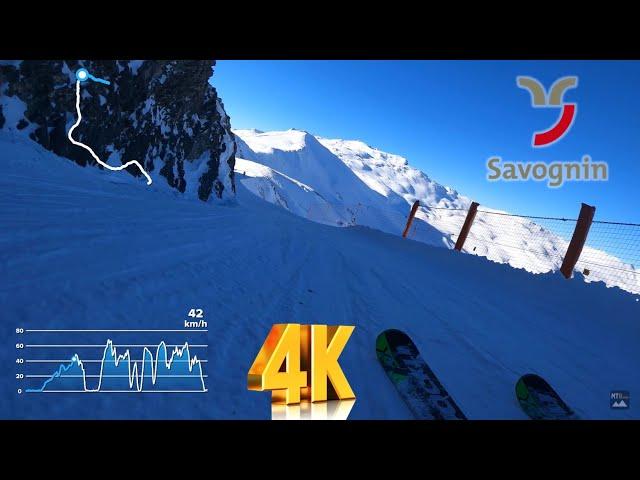 Ski run Savognin 4K POV | slope 16 (Traumpiste) and 21 (Heidipiste) | Val Surses , Graubünden