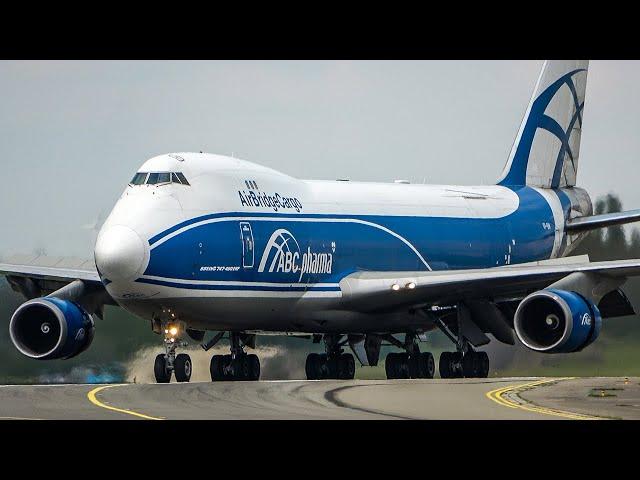 FAST BOEING 747 DEPARTURE + 10 LANDINGS and Departures at Liege  (4K)