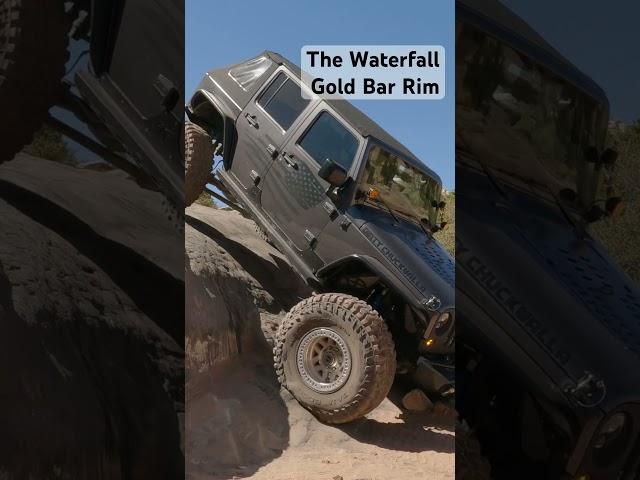 A ride down The Waterfall on Gold Bar Rim in Moab Utah.