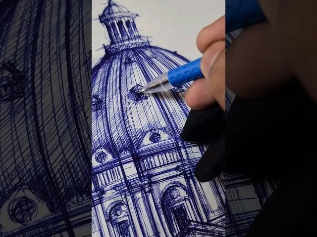 Architectural Sketching in Ballpoint Pen! ️ #architecture #architectureillustration
