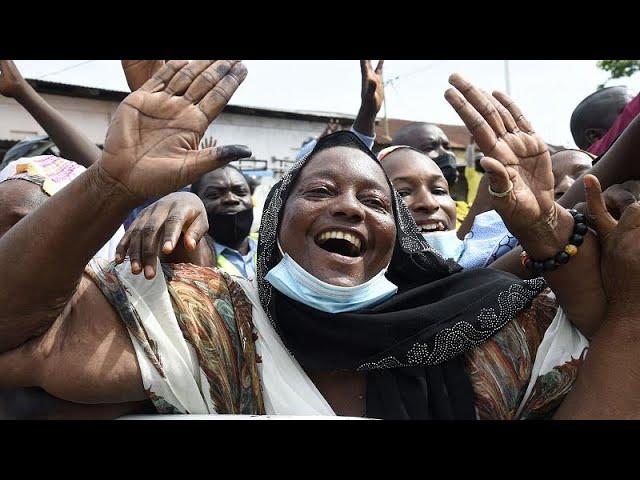 Supporters of re-elected Benin president Patrice Talon celebrate