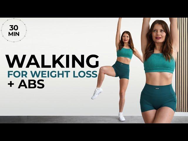 30 MIN WALKING EXERCISES FOR WEIGHT LOSS & LOWER ABS- Standing | No Jumping | Walk at Home