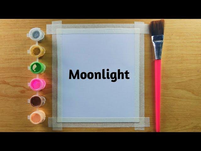 Moonlight painting easy, Night Scenery painting for beginners, step by step