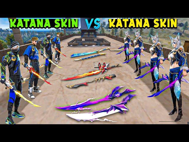 Katana Skin vs Katana Skin Fight | V Badge vs Angry Girls | Katana Skin Challenge | Garena Free Fire