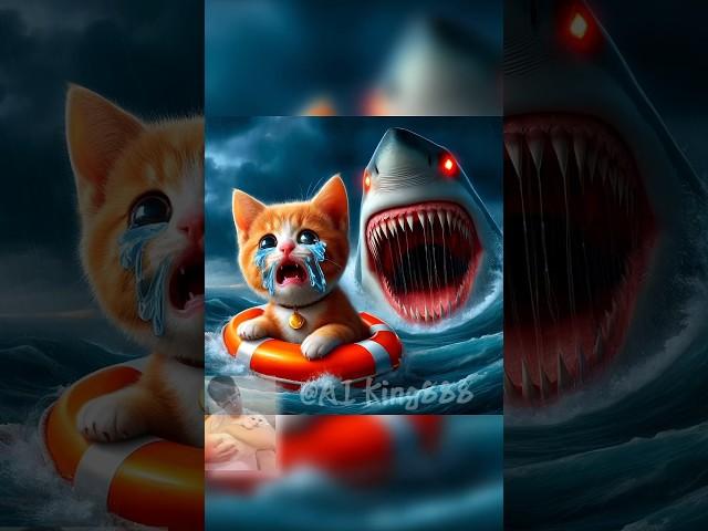 Hero Muscle Cat Fights Shark to save Kitten