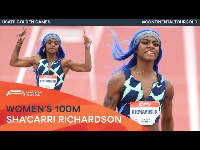 Sha'Carri Richardson powers to 10.77 in Mt SAC | USATF Golden Games Continental Tour Gold