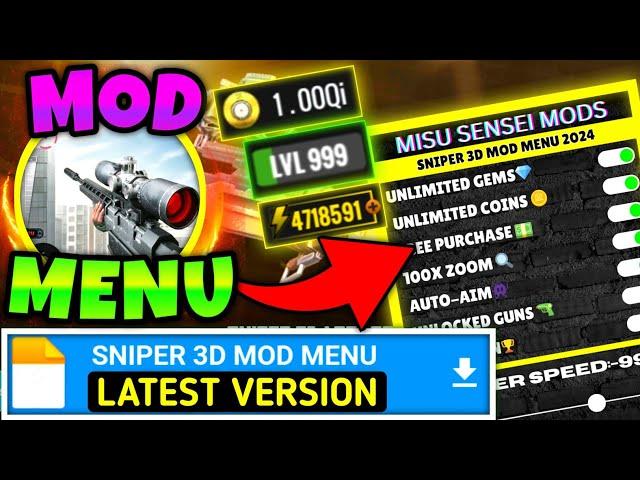 Sniper 3D Mod Menu Apk 2024 - Unlimited Money & Free Shopping || Unlimited Ammo & Unlock Premium