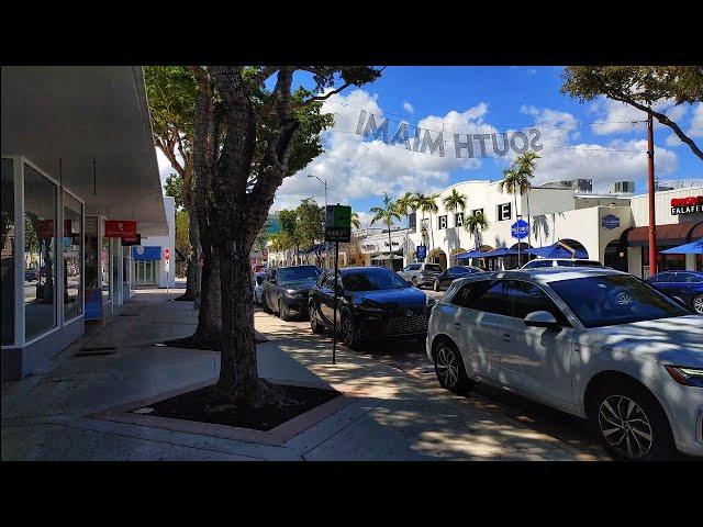 4K Downtown City of South Miami , Spring Walking City Tour , Miami FL , March 2024