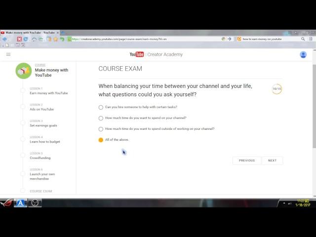 Youtube creator academy course Exam Answers (Updated)