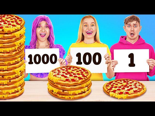 DÉFI EXTRÊME DES 1000 COUCHES DE NOURRITURE || Grande VS Moyenne VS Petite Assiette par 123GO! FOOD