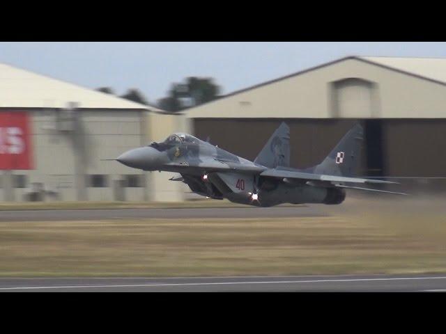 Spectacular vertical take off MIG 29 at RIAT 2015