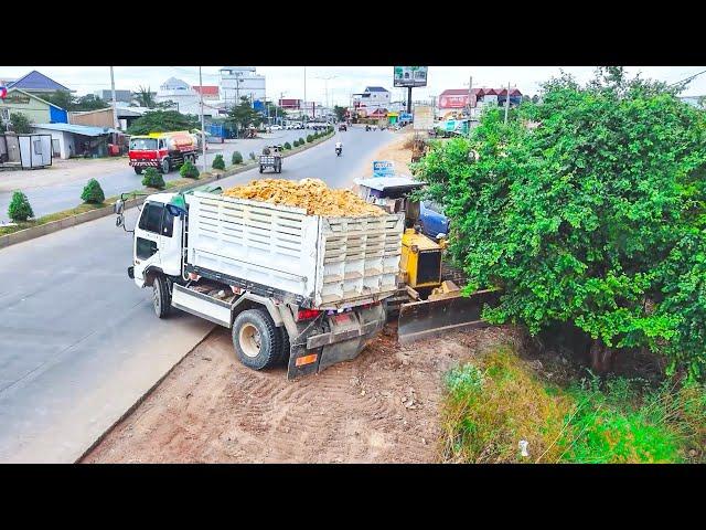 Best startnew project Landfill by Expert Driver KOMATSU D31P DOZER Pushing & Dump Truck dumping soil