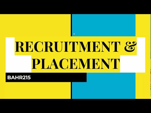 RECRUITMENT AND PLACEMENT OF WORKERS