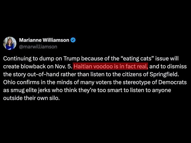 Marianne Williamson Walks Back Haitian Voodoo Tweet