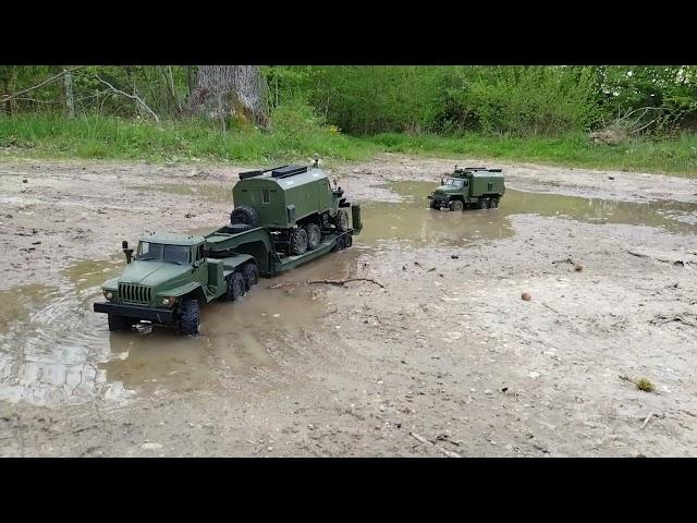 URAL with full loading Flatbed Trailer and URAL Radio Box (all Trucks modifed) Off Road sequence