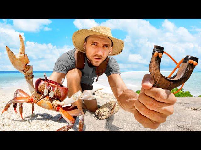 [Part 6] SURVIVAL ON A DESIGNED SHARK ISLAND. CRAB HUNTING. SLINGSHOT HUNTING.