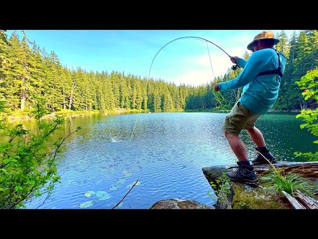 GIANT Trout Fishing in TINY MOUNTAIN LAKE!!! (Catch & Cook)