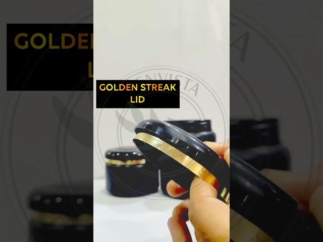 ZENVISTA PACKAGING||ZMJ19|| Black color pet jar with golden streak lid